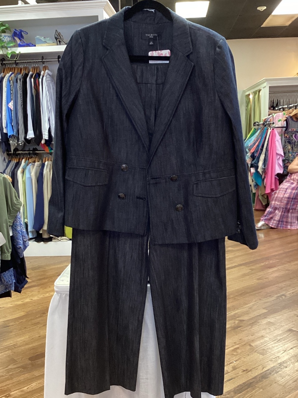 Talbots Petite Charcoal Pinstripe Suit, Blazer and Pants